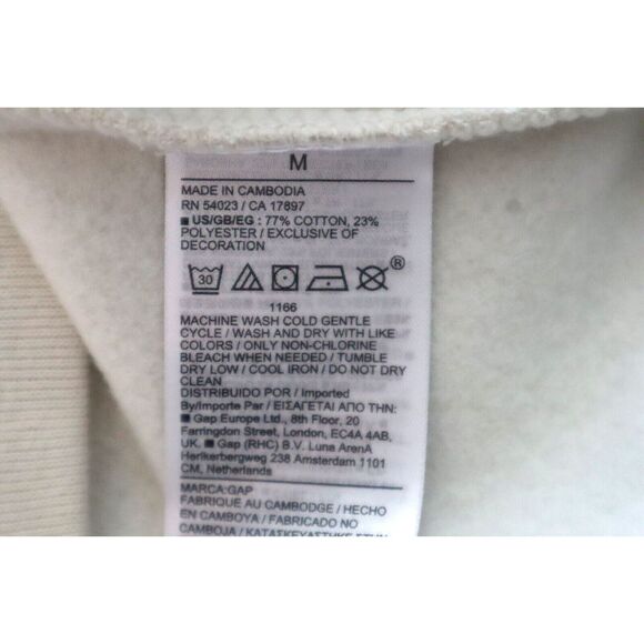 GAP 835589-02-1 Men's Sz Medium Beige Plaid Arch Logo Pullover Hoodie - Picture 6 of 8